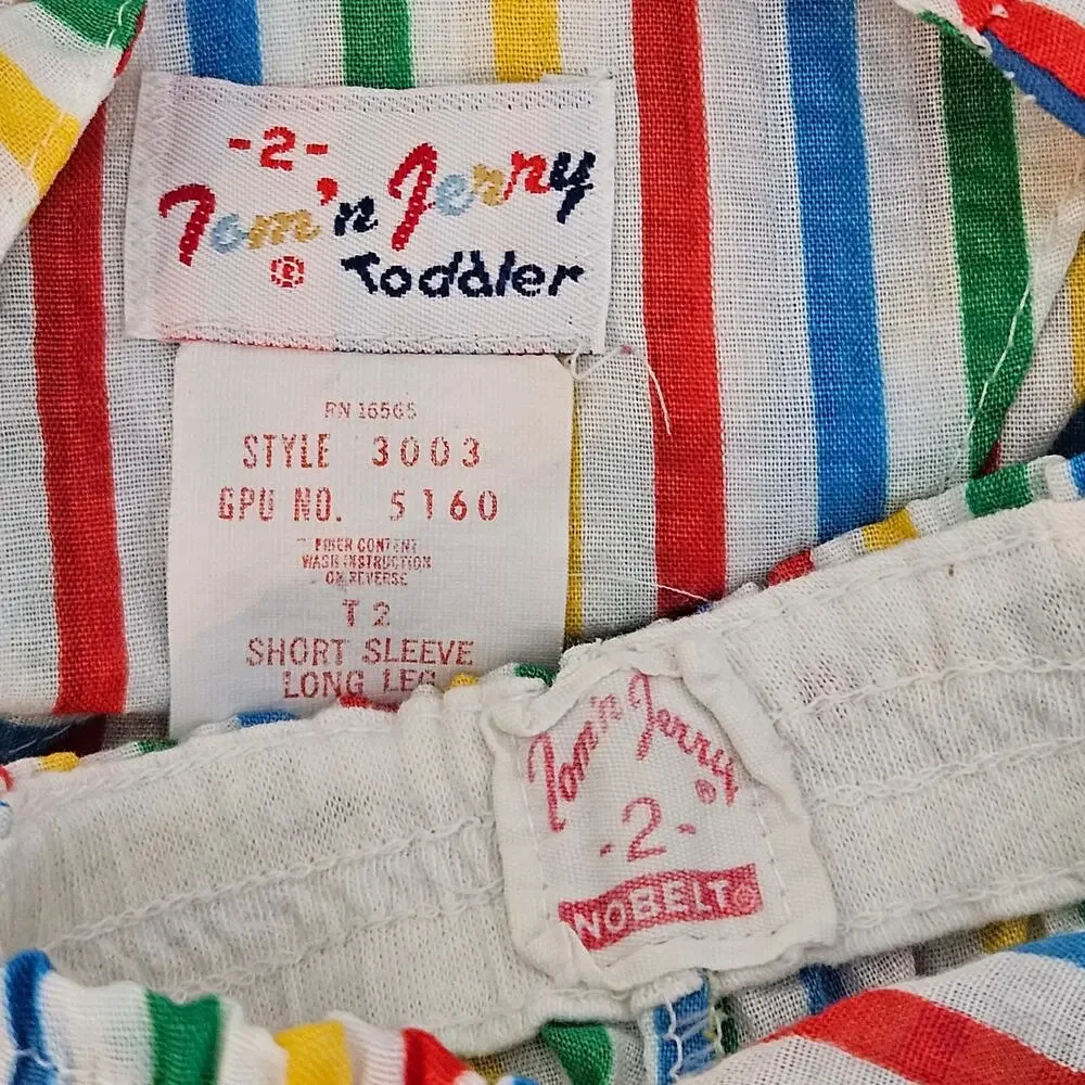 Tom N Jerry Vintage Circus Stripes Kid's‎ Toddler Pajama Set | Size 2
